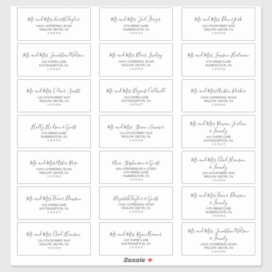 Minimalist Wedding Guest Address Labels | Zazzle.com