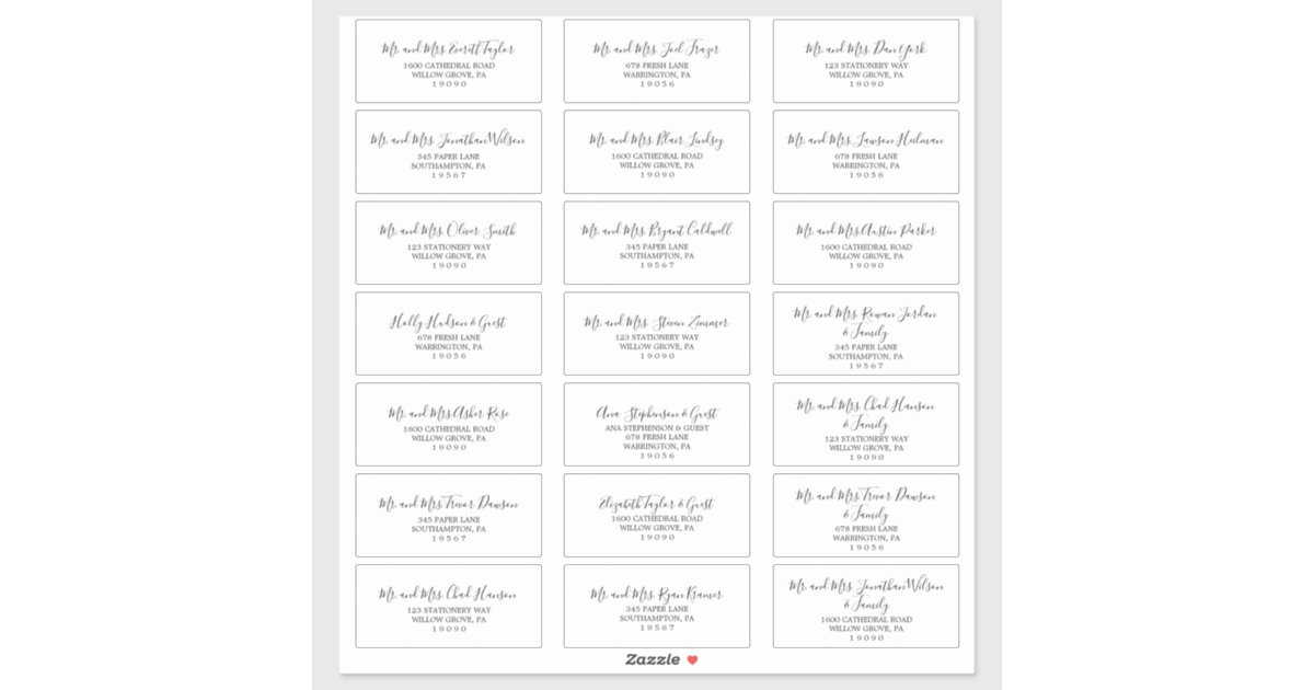 Minimalist Wedding Guest Address Labels | Zazzle