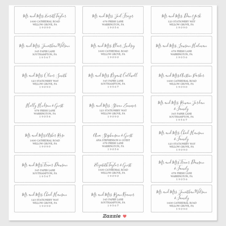 Minimalist Wedding Guest Address Labels | Zazzle