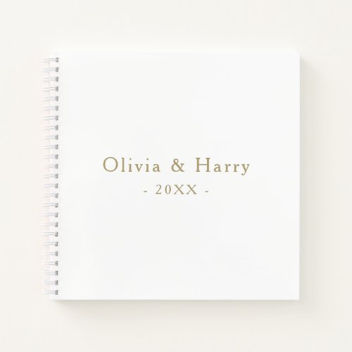 Minimalist Wedding Guest Book  Gold White