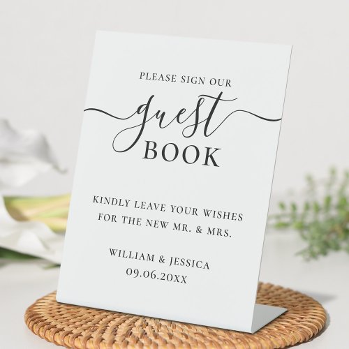 Minimalist Wedding Guest Book Pedestal Sign