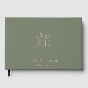 Minimalist Wedding Guest book Sage Green