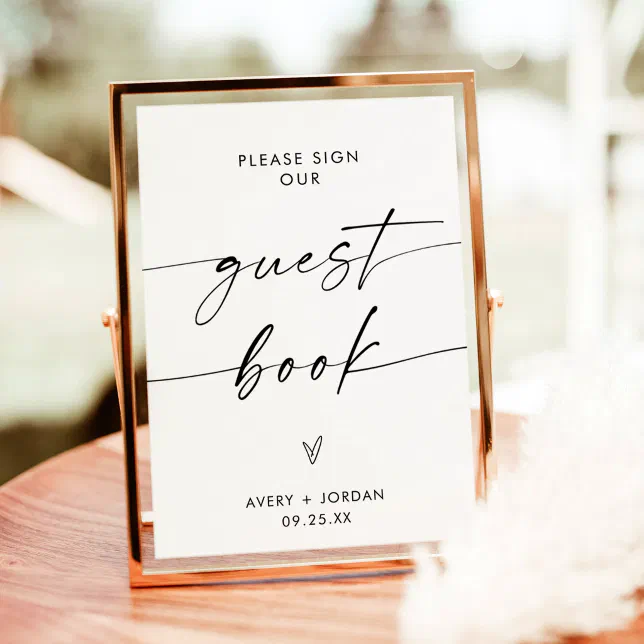 Minimalist Wedding Guest Book Sign, Modern Wedding Invitation | Zazzle