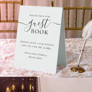 Minimalist Wedding Guest Book Table Tent