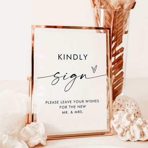 Minimalist Wedding Guestbook Sign 5x7 Modern Sign