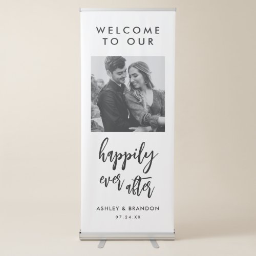 Minimalist Wedding Happily Ever After Party Retractable Banner