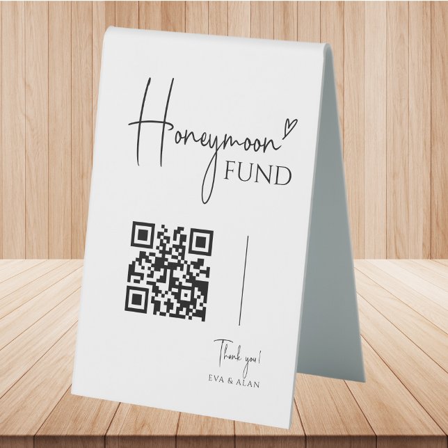 Minimalist Wedding Honeymoon Fund QR Code Table Tent (Creator Uploaded)