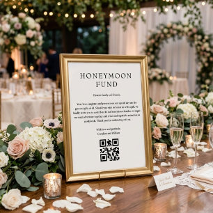 Minimalist Wedding Honeymoon Fund QR Sign