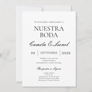 Minimalist Wedding in Spanish Invitation