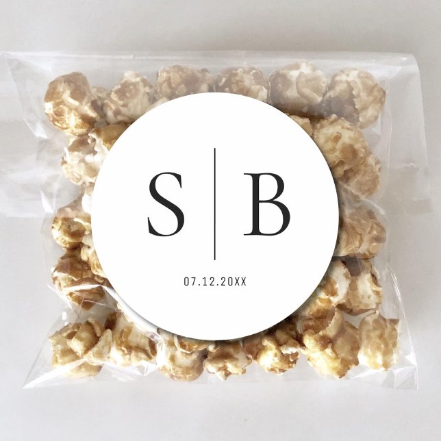 Minimalist Wedding Initials Personalised Wedding Classic Round Sticker (Creator Uploaded)