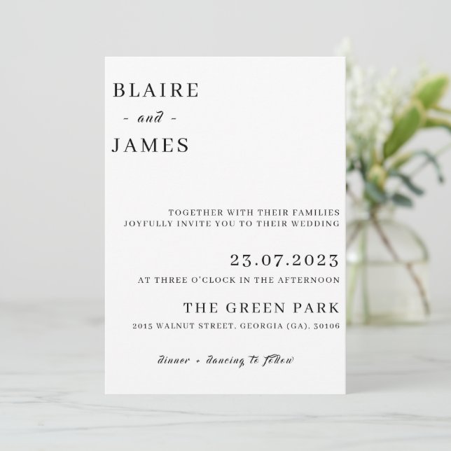 Minimalist Wedding Invitation (Standing Front)
