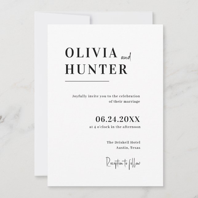 Minimalist Wedding  Invitation (Front)