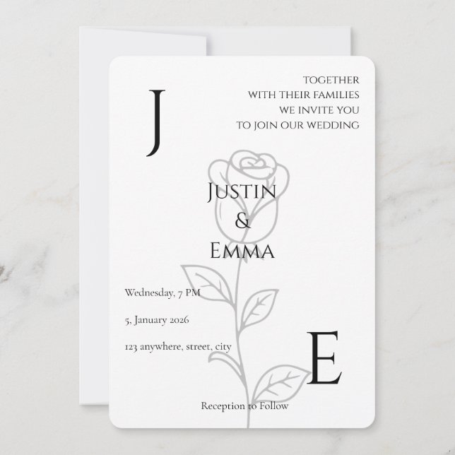 Minimalist wedding invitation  (Back)