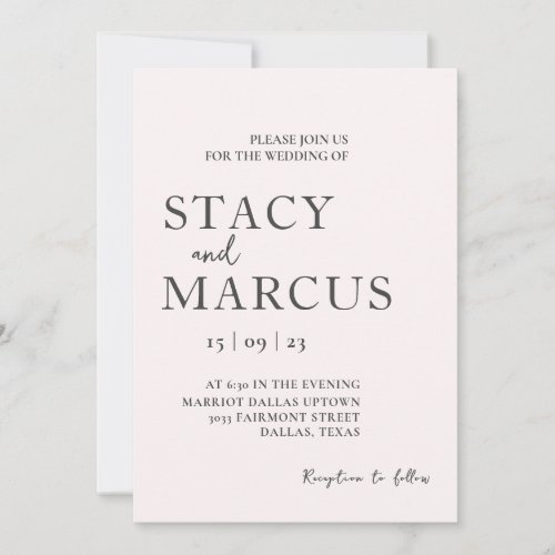 Minimalist Wedding Invitation 5x7 Simple Elegant Invitation