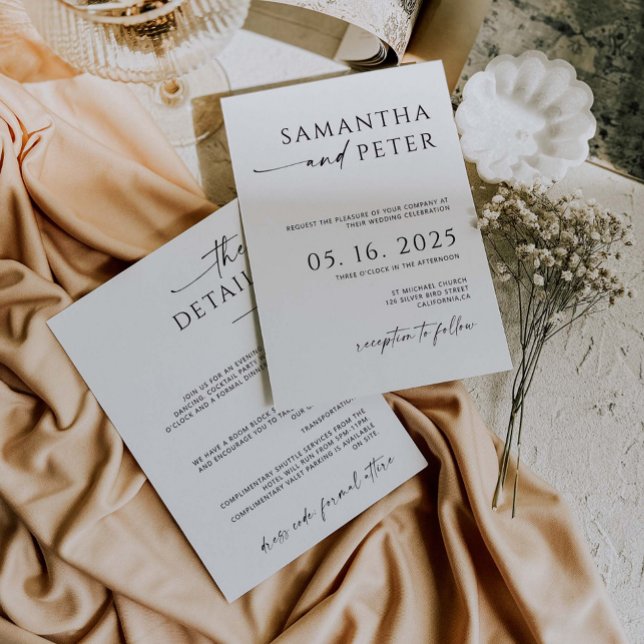 Minimalist Wedding Invitation and Details Card  (Creator Uploaded)