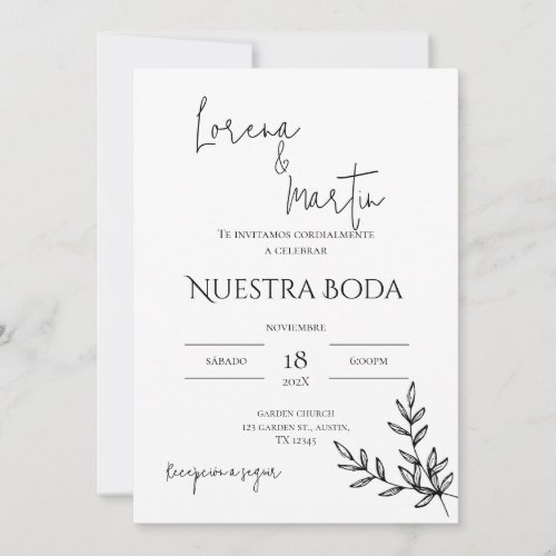 Minimalist Wedding Invitation in Spanish