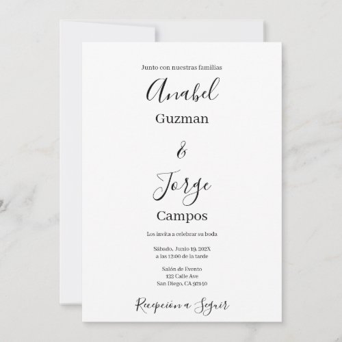  Minimalist wedding invitation in spanish
