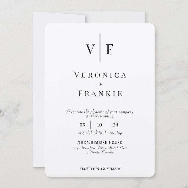 Minimalist Wedding Invitation | Simple photo  (Front)