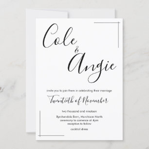 Minimalist Wedding Invitation with Crossed Borders