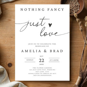 Minimalist Wedding Invite, Nothing Fancy Just Love Invitation