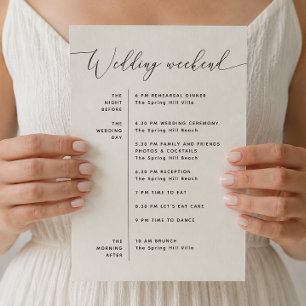Minimalist Wedding Itinerary Weekend Timeline Invitation