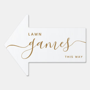 Minimalist Wedding Lawn Games Arrow Sign