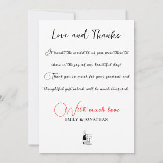 Minimalist  Wedding Love Thanks  Thank You Card