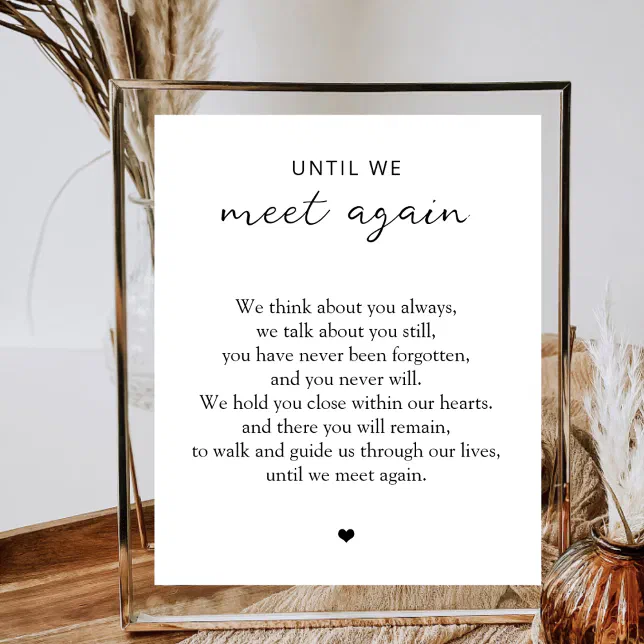 Minimalist Wedding Memorial Until We Meet Again Poster | Zazzle
