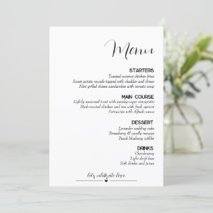 Minimalist Wedding  Menu