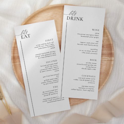 Minimalist Wedding Menu and Drinks Menu LAYLA