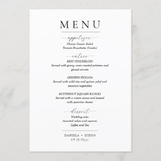 Minimalist Wedding Menu and Thank You Card
