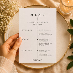 Minimalist Wedding Menu Card Modern Elegant Recept