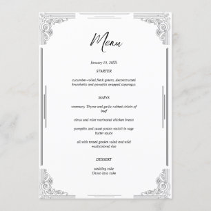 Minimalist Wedding Menu Card Reception Card