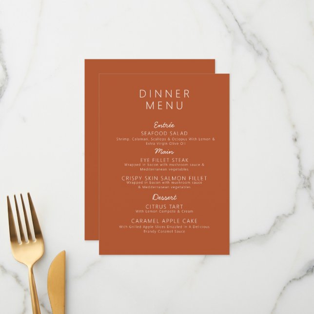 Minimalist Wedding Menu Poster Simple Wedding  (Front/Back In Situ)