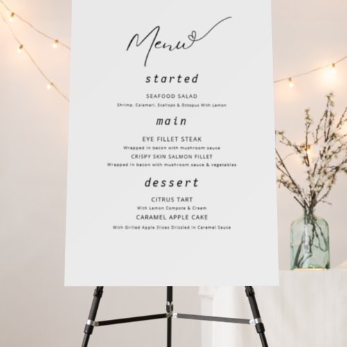 Minimalist Wedding Menu Poster Simple Wedding 