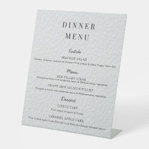 Minimalist Wedding Menu Poster Simple Wedding Pedestal Sign
