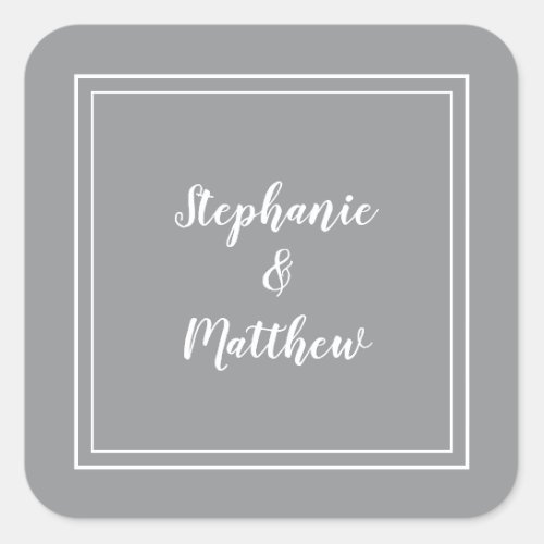 Minimalist Wedding Modern Gray Favor Thank You Square Sticker