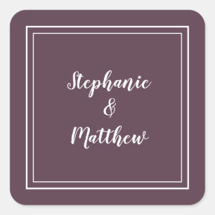 Minimalist Wedding Modern Purple Favor Thank You Square Sticker
