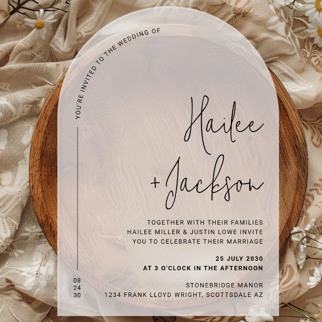 Minimalist Wedding Modern Simple Luxury Design Acrylic Invitations (Creator Uploaded)