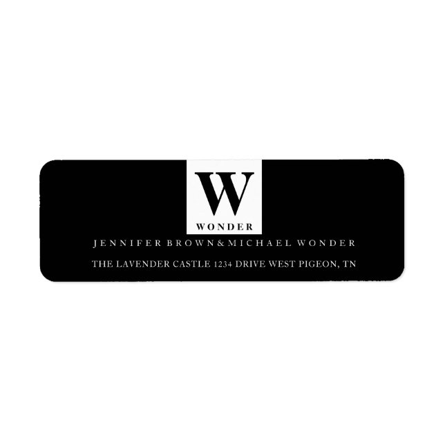 Minimalist Wedding Monogram Black Label (Front)
