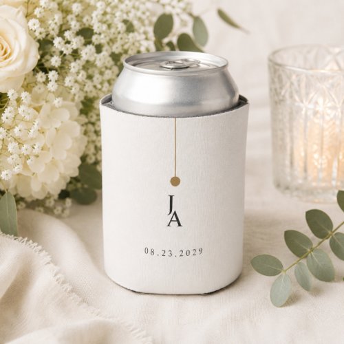 Minimalist Wedding Monogram Can Cooler