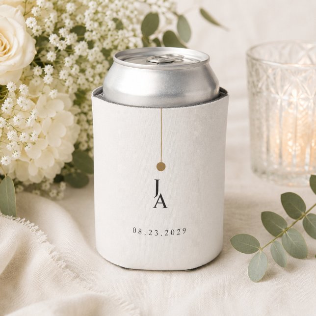 Minimalist Wedding Monogram Can Cooler (Creator Uploaded)