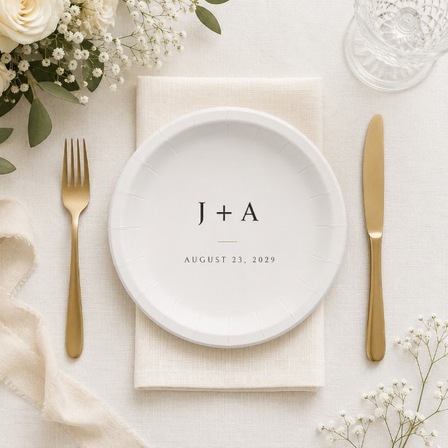 Minimalist Wedding Monogram Paper Coaster Plates (Creator Uploaded)