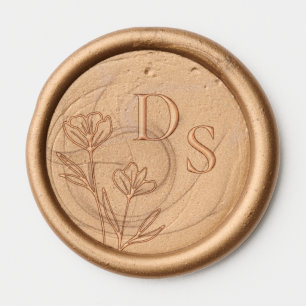 Minimalist Wedding Monogram with Floral Design Wax Seal Sticker