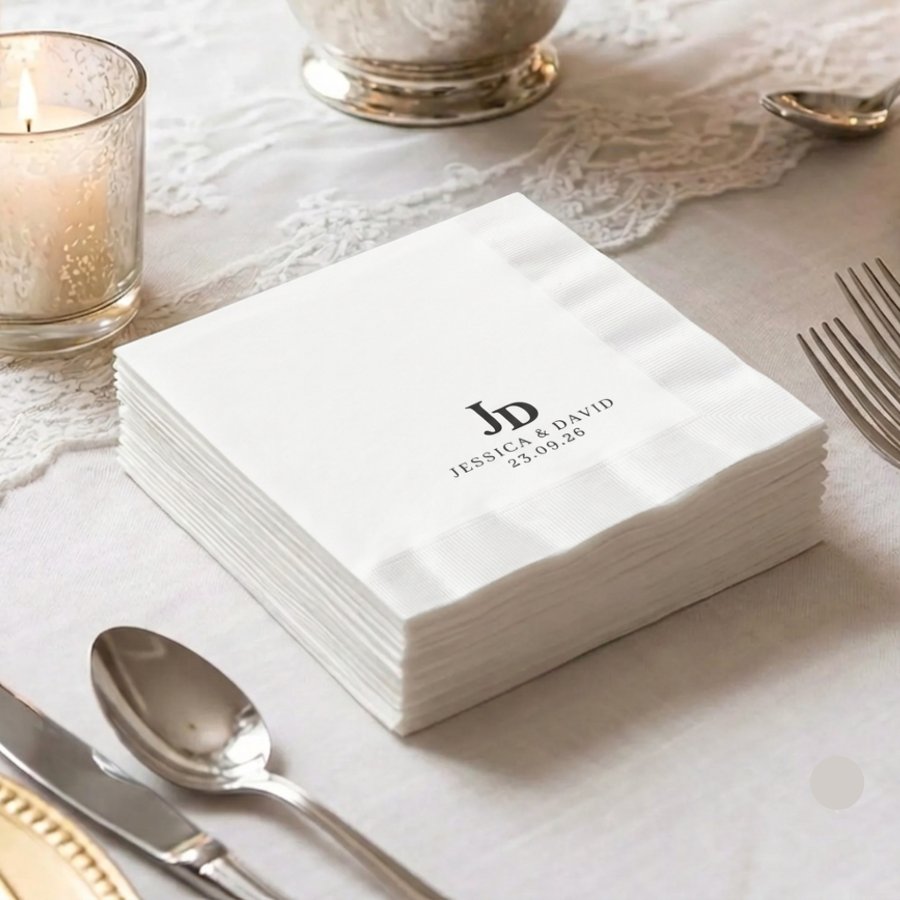 Minimalist Wedding Napkins Personalized Monogram 