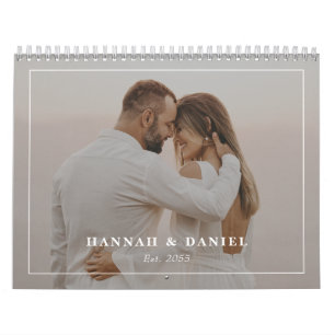 Minimalist Wedding Newlyweds Photo Collage 2026 Calendar