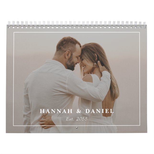 Minimalist Wedding Newlyweds Photo Collage 2026 Calendar (Cover)