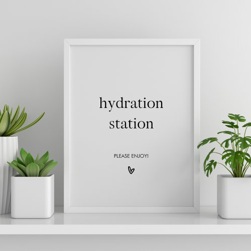 Minimalist Wedding Nurse Hydration Station Drink Pedestal Sign