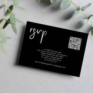Minimalist wedding online RSVP QR code response Enclosure Card