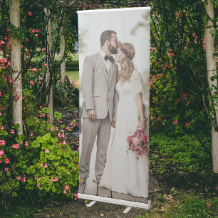 Minimalist Wedding Only Photo Picture Welcome Retractable Banner